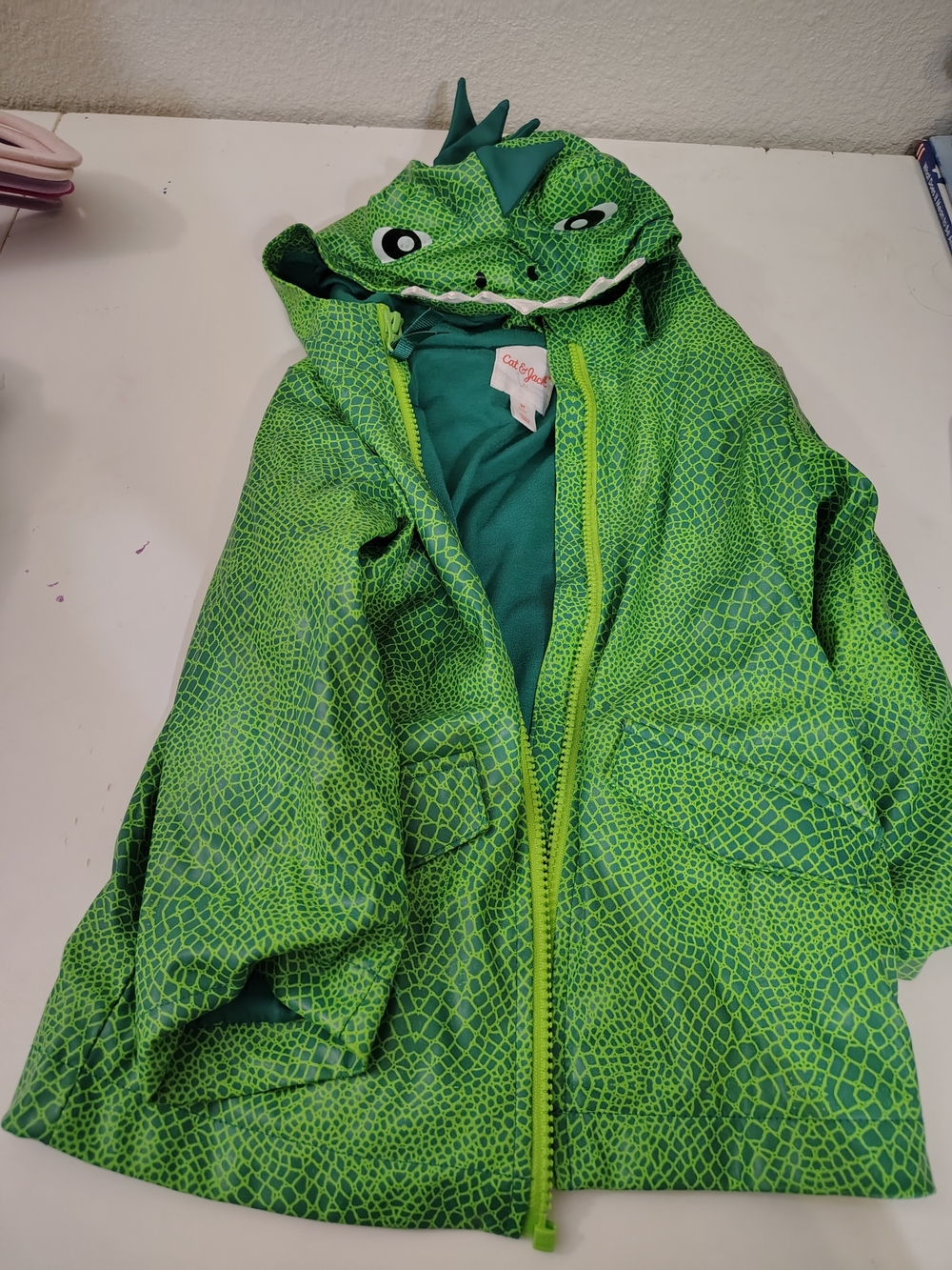 Cat & Jack Green 3T Alligator Toddler Boys Raincoat Rain Jacket Waterproof